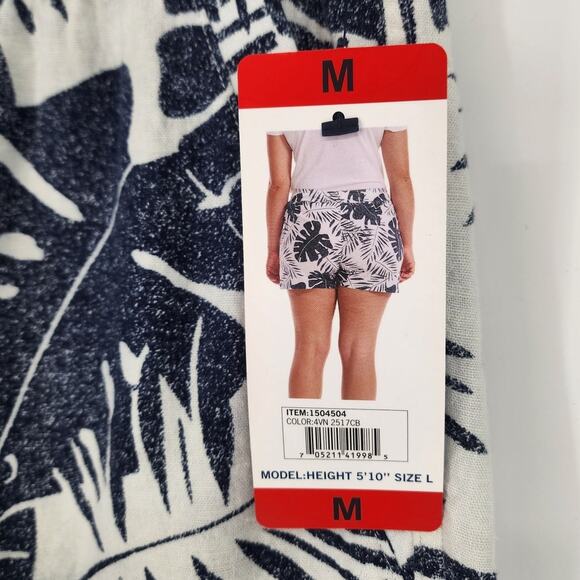 Nautica Blue & White Tropical Leaf Print Linen Blend Shorts Women’s Size Medium - Picture 4 of 11